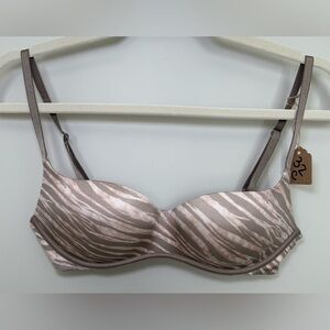 Victoria’s Secret Zebra Print Padded‎ Push-Up Underwire Bra Bralette Taupe 32C